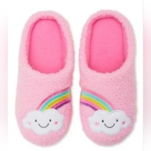Wonder Nation Pink Rainbow  Slip on Cozy Slippers girls sizes 13/1 & 6 NWT